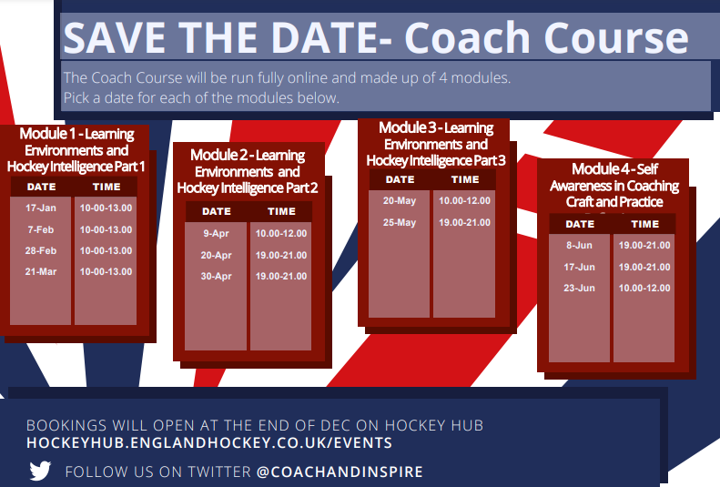 Are you looking to lead independent sessions when we return to the pitch?

Do you want to develop your coaching craft, hockey intelligence and self awareness?

Join us for the first Sessional &amp; Coach Course running this year

📅17th Jan
⏱️10-1pm
▶️hockeyhub.englandhockey.co.uk/events