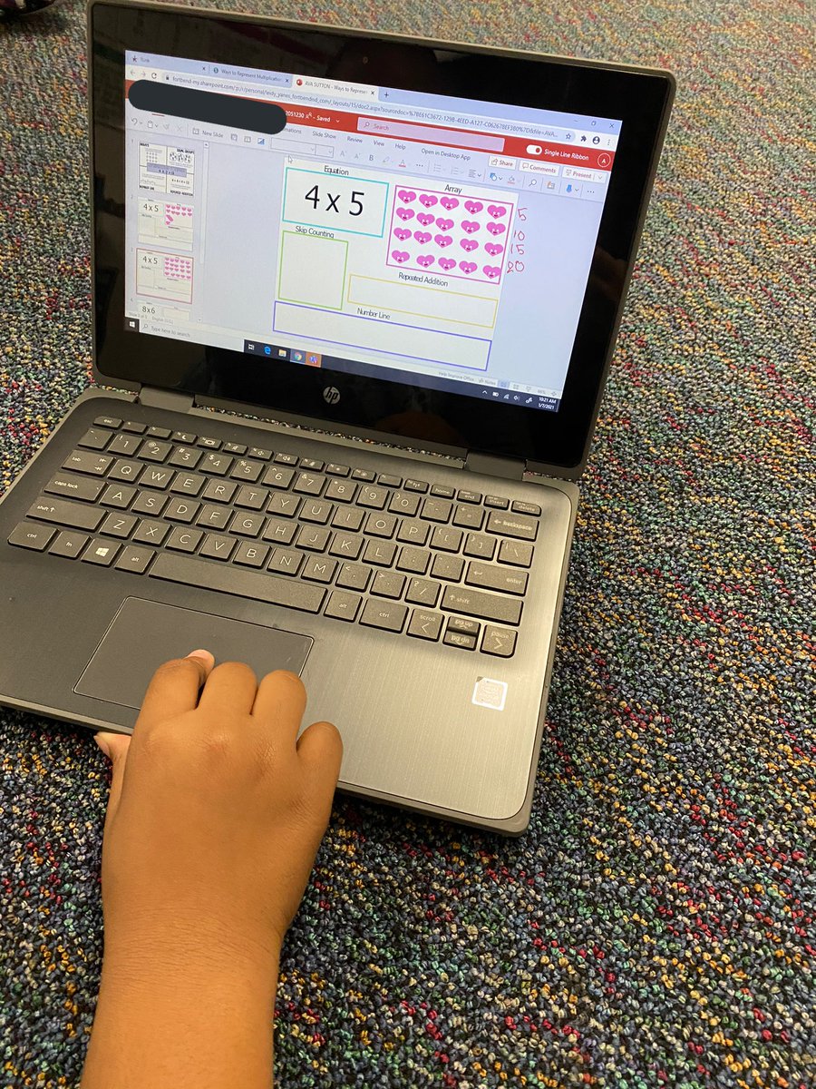 YaN3SmATH's tweet photo. First day back for my kiddos, working on multiplication strategies using online mats :)!  @AE_Gators @FBISDmath https://t.co/eTSfhpPVnS
