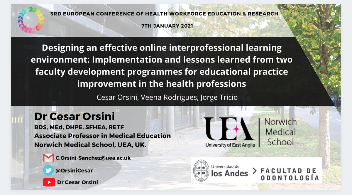 OrsiniCesar's tweet photo. Many thanks to all who attended our presentation today at #INHWEOnline2021 &amp; to @TheodoreXanthos for great facilitation. Sharing the experiences and lessons learned from the #IPE #FadDev programmes @UeaMed &amp; @uandes - @vcrodrigues_uea #MedEd #UEAClinEd https://t.co/Oi4IfG2vLn