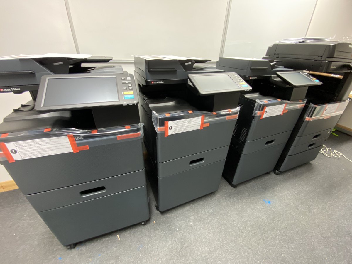 DigicopyLtd's tweet photo. More of the new brilliant new  #toshiba e-studio 330AC A4 compact MFD’s ready to go out. If you would like a new multifunctional copier we would love to help! https://t.co/ZVLvWYyd72