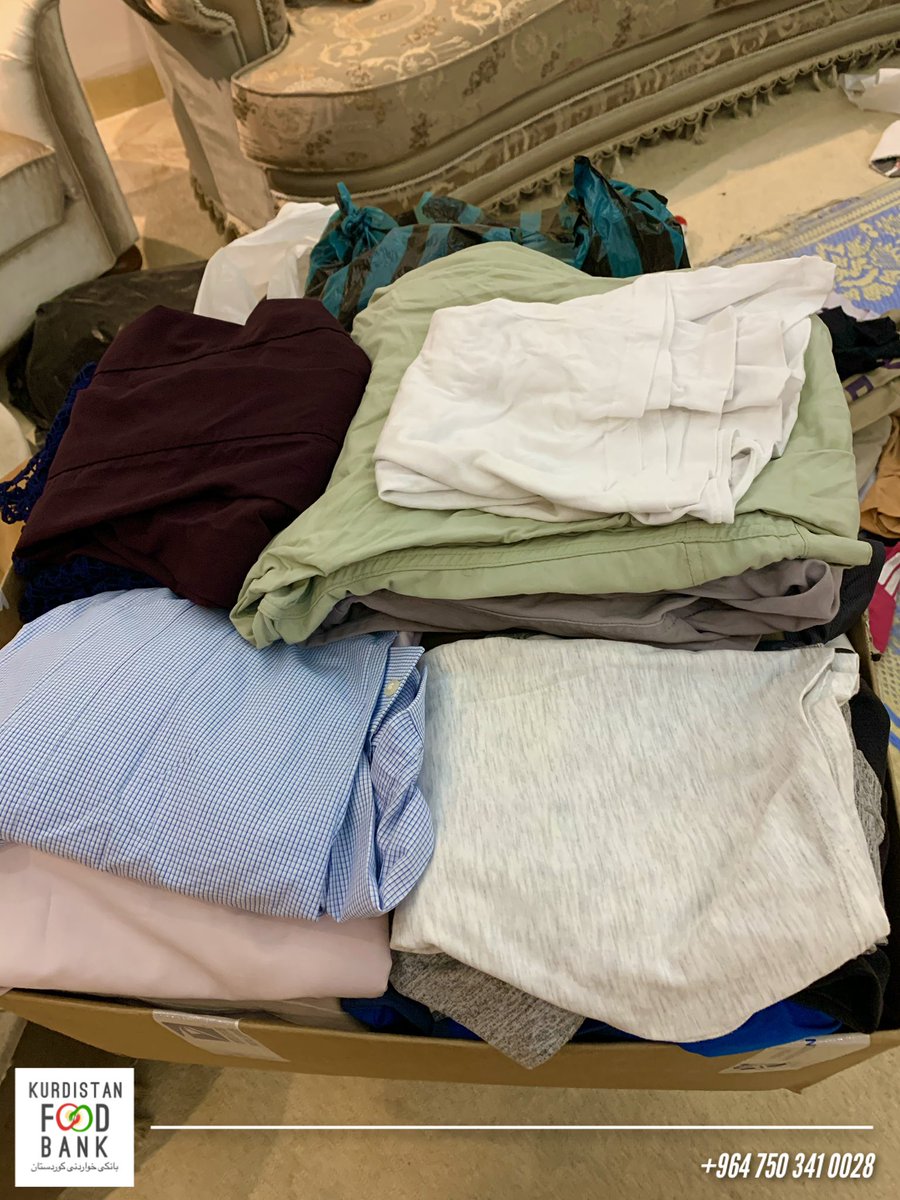 KstanFoodBank's tweet photo. ☀️☀️
Pictures from our recent clothing distribution. 
The majority of the clothes were in very good condition, thanks to your donations! 
The clothes were distributed among children, men and women🙏
Thank you,
Kurdistan Food Bank team
#TwitterKurds #Erbil #KRG #Kurdistan https://t.co/Ha6kHMPMxN