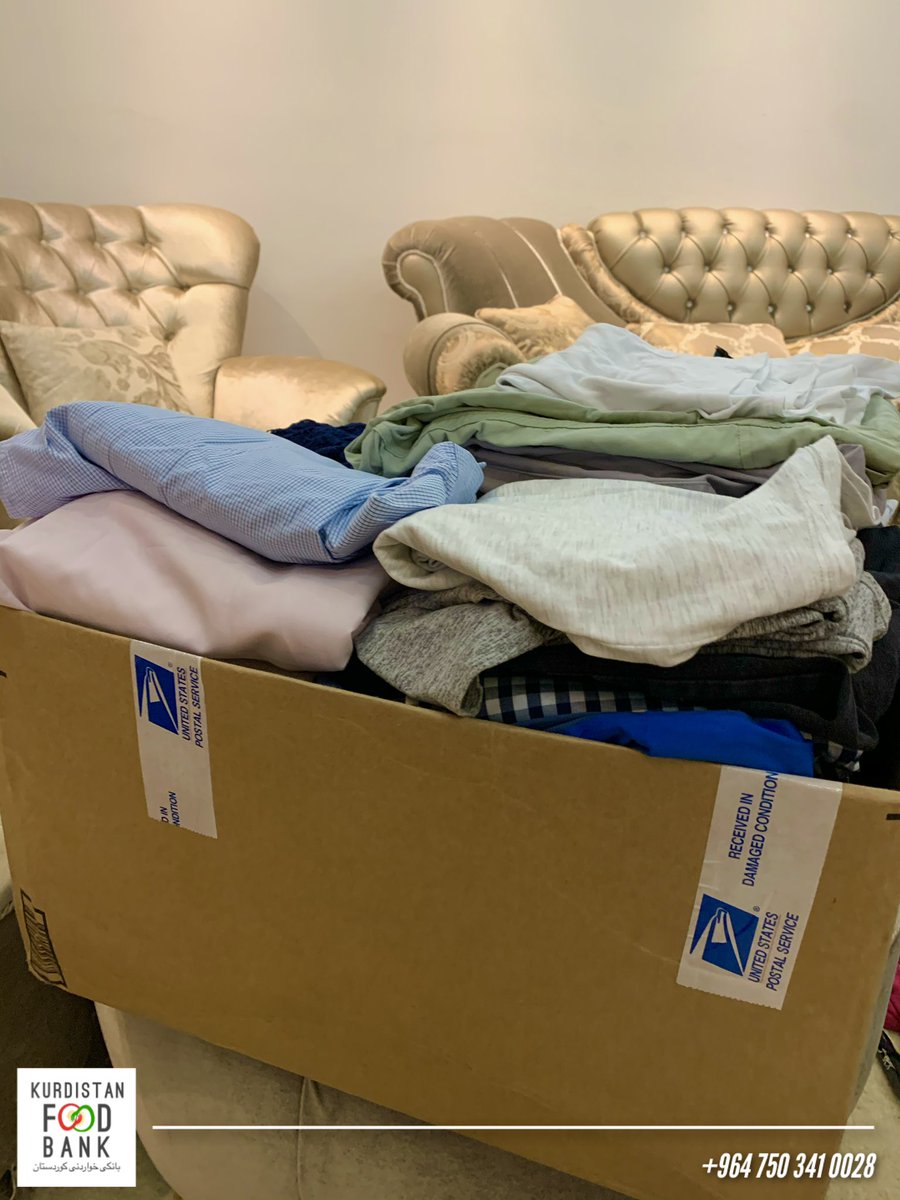 KstanFoodBank's tweet photo. ☀️☀️
Pictures from our recent clothing distribution. 
The majority of the clothes were in very good condition, thanks to your donations! 
The clothes were distributed among children, men and women🙏
Thank you,
Kurdistan Food Bank team
#TwitterKurds #Erbil #KRG #Kurdistan https://t.co/Ha6kHMPMxN