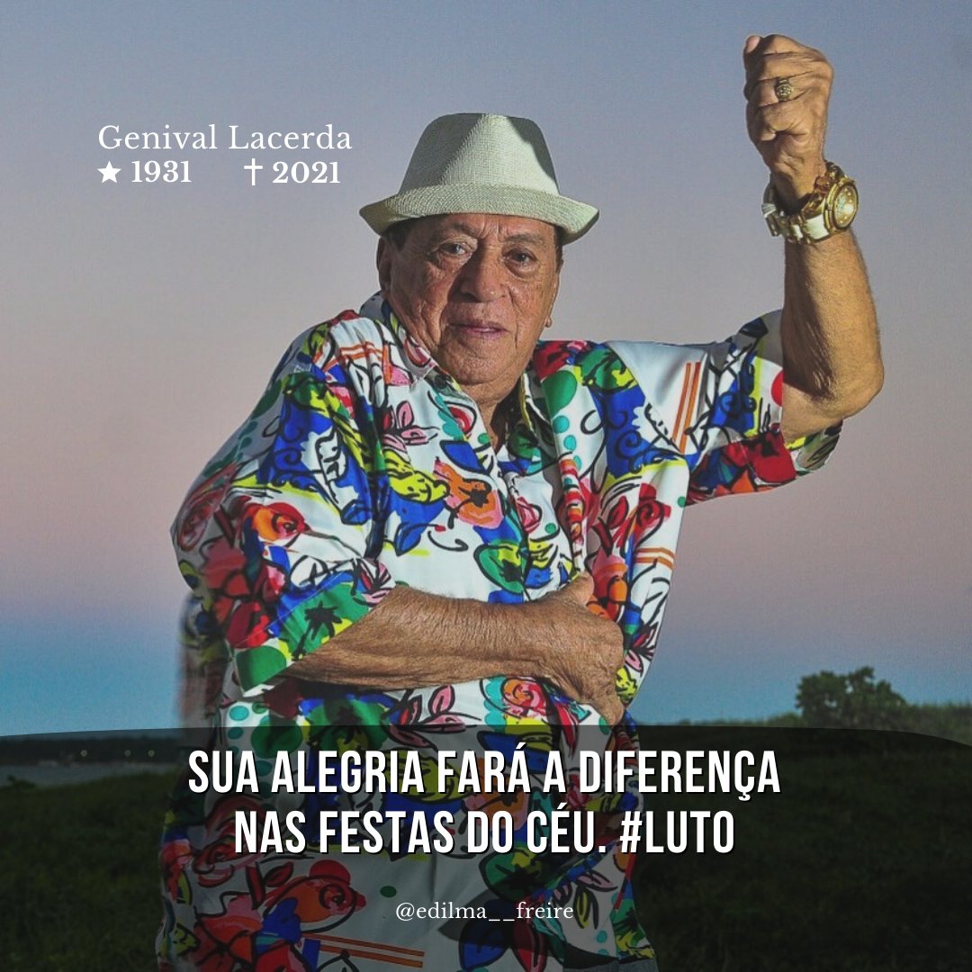 Hoje nos despedimos dele, que sempre será lembrado por sinônimo de alegria, festa e orgulho da nossa terra. Meus sentimentos aos familiares, amigos e todos os que o admiravam. Descanse em paz, querido Genival Lacerda. 🙏
.
.
.
#joaopessoa #edilmafreire #luto #genivallacerda