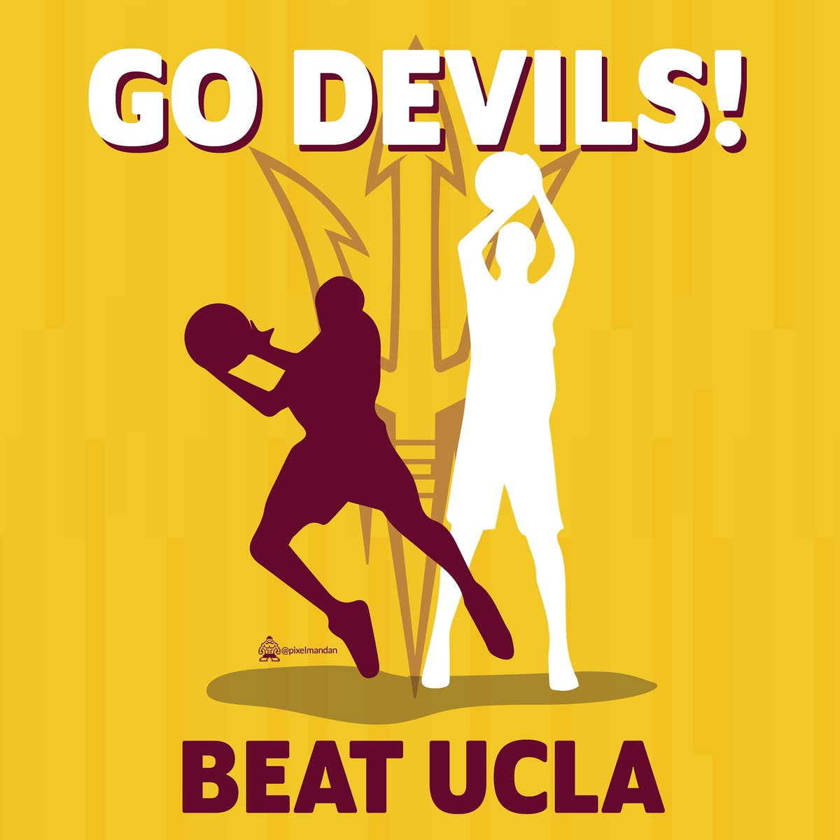 pixelmandan's tweet photo. Go Devils! Beat UCLA! #ASUHoops #ForksUp https://t.co/9H6bp6NtEP