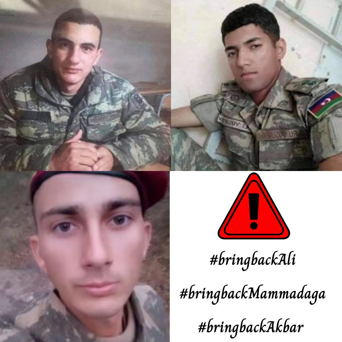 <a href="/ICRC/">ICRC</a> demands the exchange of POWs  but Armenia tortures Azerbaijani soldiers including Ali, Akbar, Mammadaga. Such violent acts should be stopped immediately.  
<a href="/amnesty/">Amnesty International</a> <a href="/hrw/">Human Rights Watch</a> <a href="/FRANCE24/">FRANCE 24</a> <a href="/guardian/">The Guardian</a>  <a href="/CNN/">CNN</a> <a href="/BBCWorld/">BBC News (World)</a> <a href="/nytimes/">The New York Times</a> <a href="/FoxNews/">Fox News</a> #bringbackMammadaga #bringbackAli #bringbackAkbar