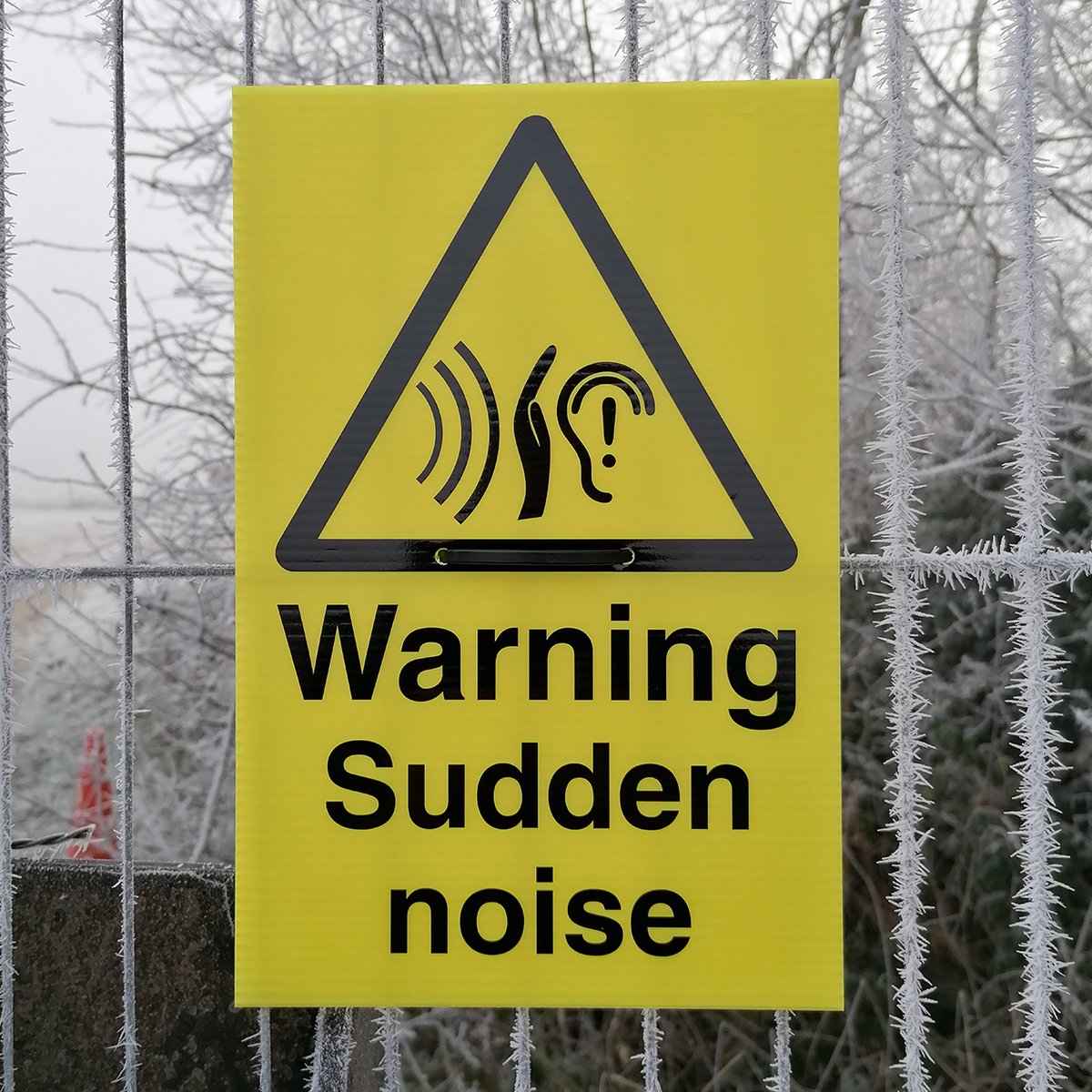 The hoar frost added an interesting element to our new products photo shoot today! #hoarfrost #safetysigns