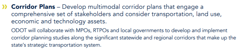 Initiative 3 - Corridor Plans: Develop multimodal corridor plans that engage a comprehensive set of stakeholders and consider transportation land use, economic and technology assets.  #GOPCThread