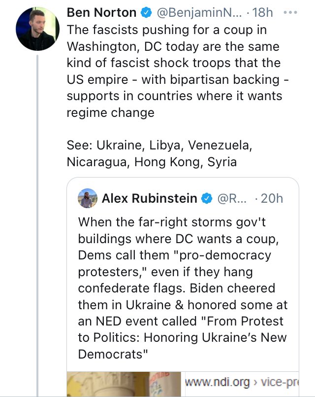 Ned Borton at least acknowledges that the DC golpistas are fascists, but uses the opportunity to trash pro-democracy protestors fighting authoritarian regimes outside the USA.