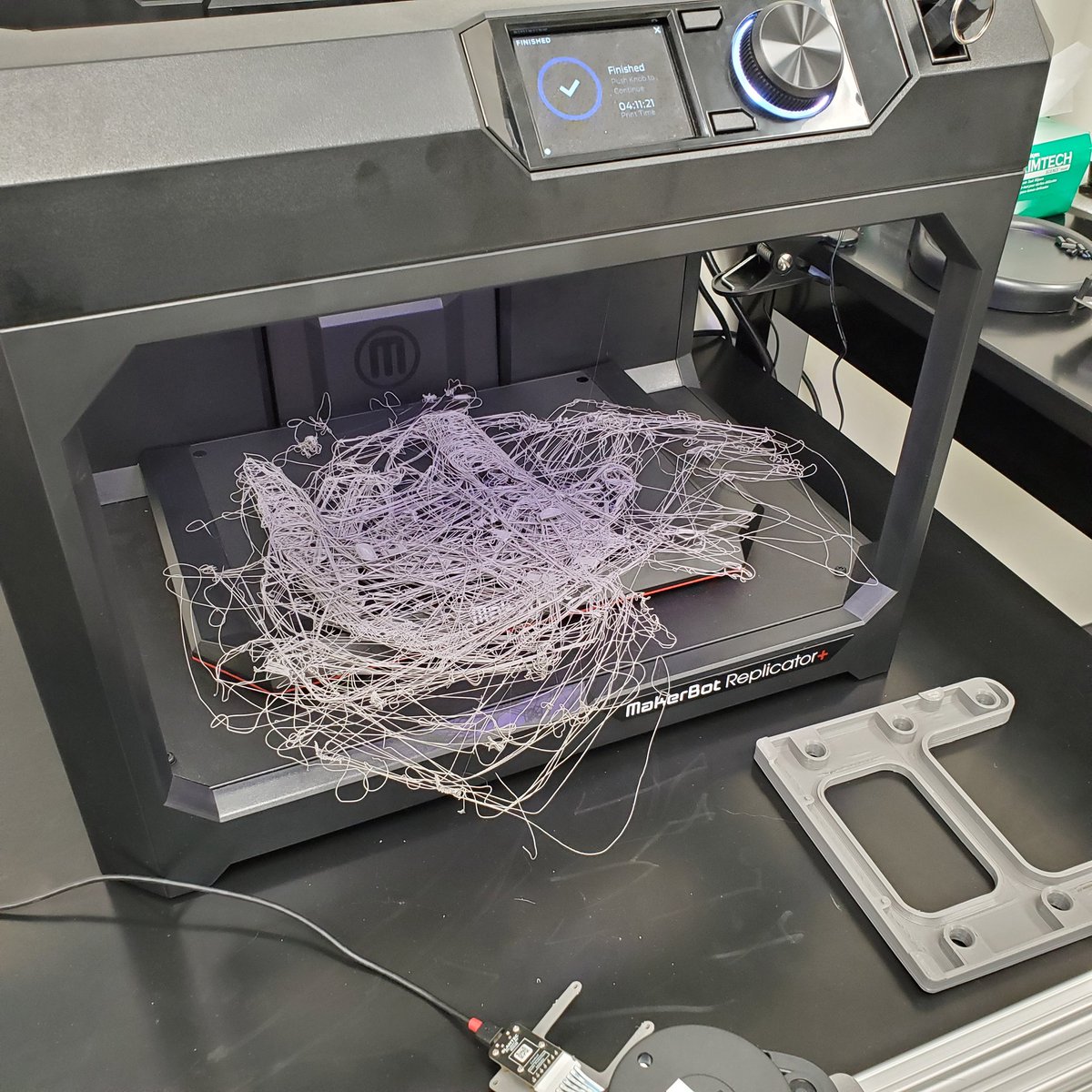 CoastalProf's tweet image. Whoops...that's not supposed to happen. Anybody want some plastic spaghetti abstract art? #3DPrintingFail