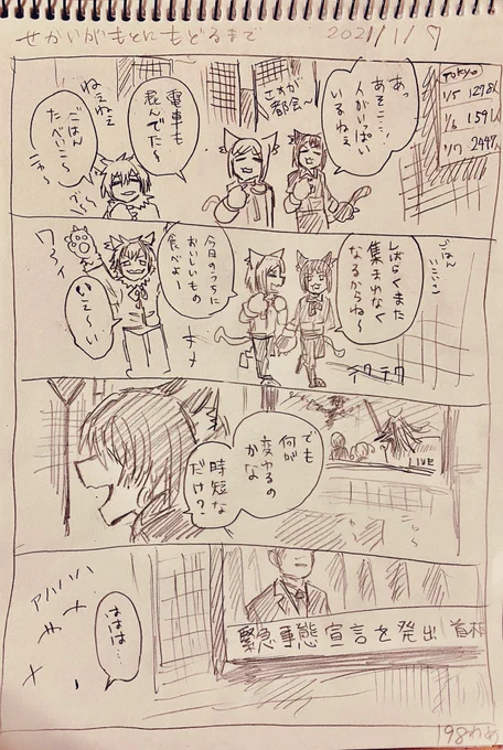 #せかいがもとにもどるまで
1/7
一月入ってからの分、全部2020年って描いてた。直した....
年明けあるある 