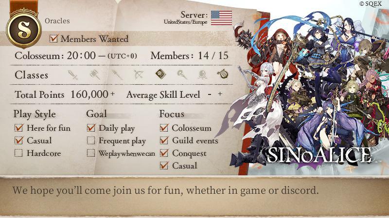 Arcana989's tweet photo. #SINoGuildMemberWanted #SINoALICE I’m guild leader Arcana! If you would like to join us please send me a message 😊💕 https://t.co/lrcBD55n5Z
