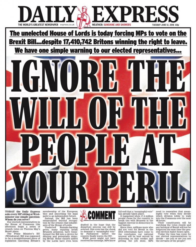 After a Nazi referendum victory in 1933 Goebbels said the "will of the people is the will of the government and vice versa". The "Will of the People" is a mantra used to delegitimise opposition and democratic checks and balances. It is absolutely toxic to democracy.