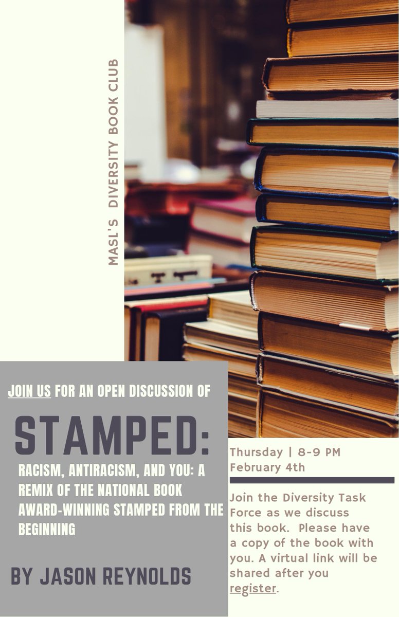 MASLOnline's tweet photo. Join MASL's Diversity Book Club on Thursday, February 4th at 8:00pm. Register here: https://t.co/Ch42RvmbWR https://t.co/ABsBtGzC3J