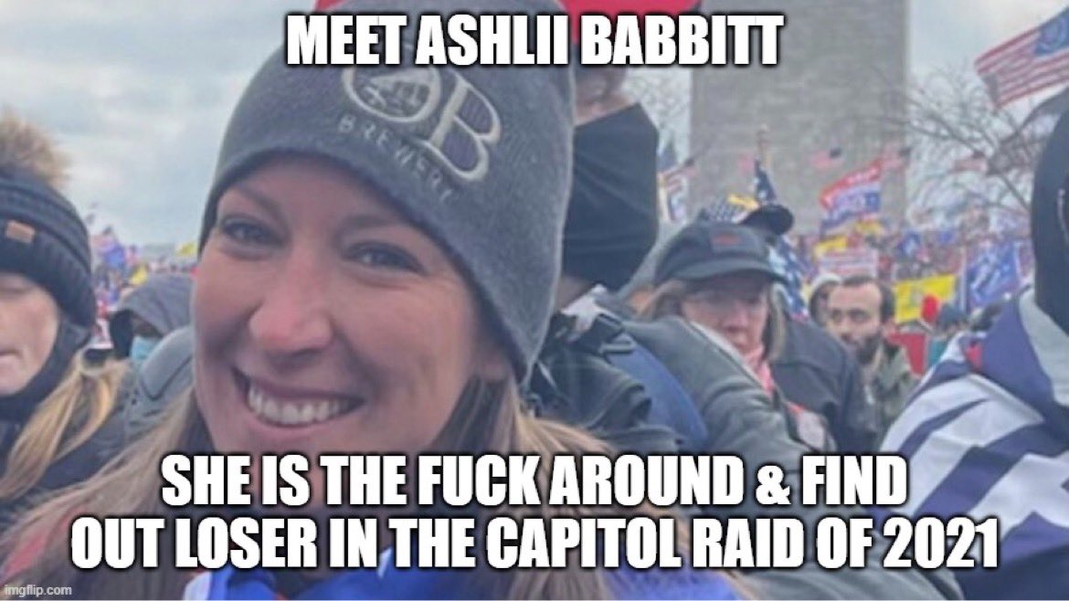BishopCosplay's tweet photo. Well @Ashli_Babbitt played stupid games.  She won a stupid prize. 
#SayHerNameashlibabbit #shewasaterrorist #ashliibabbit https://t.co/zOR9QEVWYk