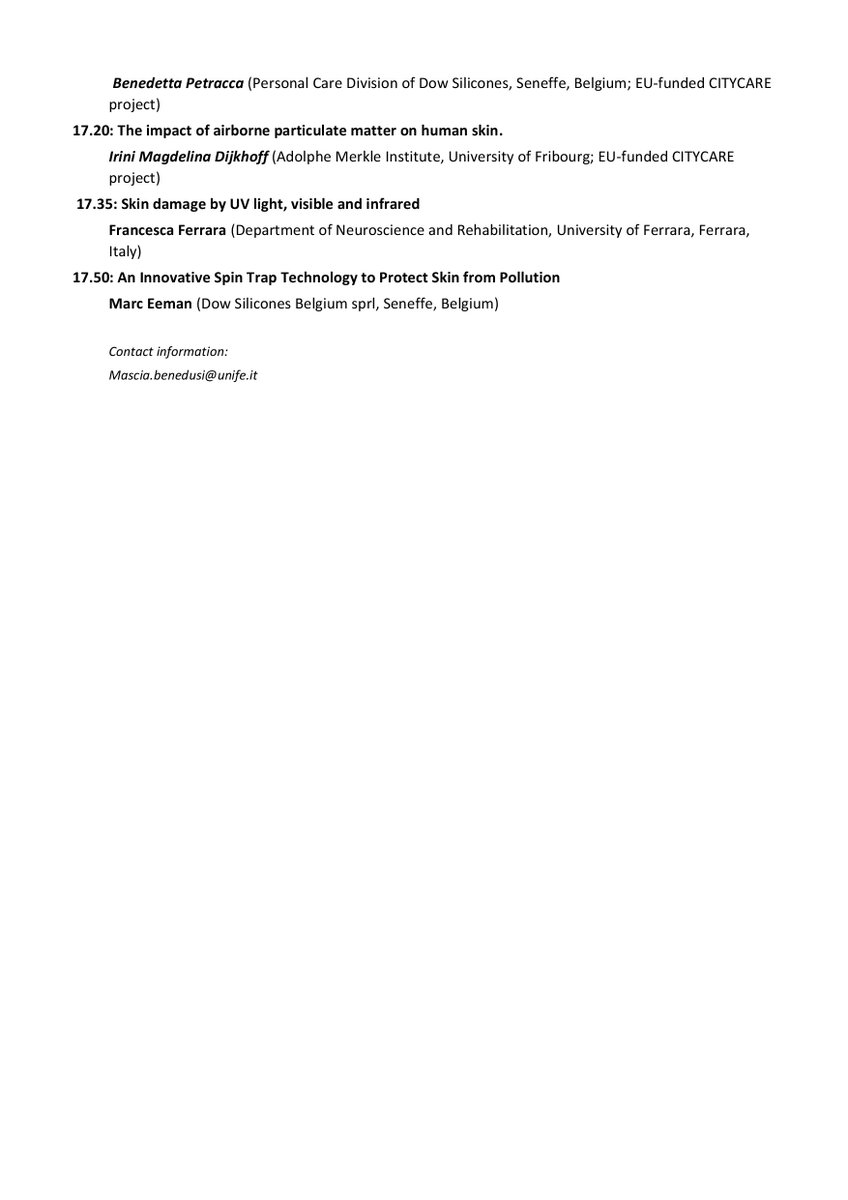 PrieuxRoxane's tweet photo. As of the beginning of 2021, if you're curious to learn more about the effect of pollution on skin, feel free to attend this virtual workshop organized by our research team from 
@UniFerrara
@DowHomePersonal 
@CITYCARE_ITN https://t.co/Nr4KitT9zM