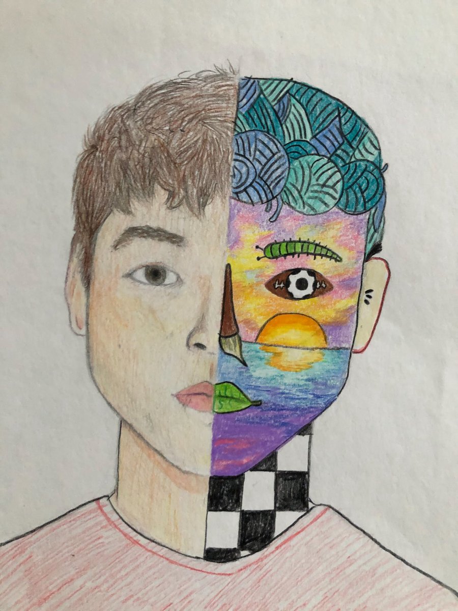 CavacoArt's tweet photo. I cannot express how proud I am of my students! They are doing an amazing job with these Inside Out SelfPortraits! @PmsPatriots @psd_ri @ViveirosLiz @kenworthy_tom @riaea https://t.co/2zPjldmjcf
