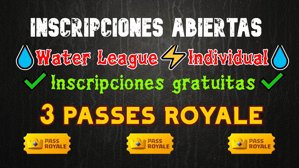 ❄️Abrimos Inscripciones❄️ Liga Individual con premios al Top3🥇🥈🥉Que esperas para participar. #ClashRoyale 
📌Requisitos
🌟Seguirme y seguir a <a href="/TeamWater11/">TeamWater</a> 
🌟Fav y Rt
🌟Etiquetar a 3 Jugadores
🌟Pruebas al MD