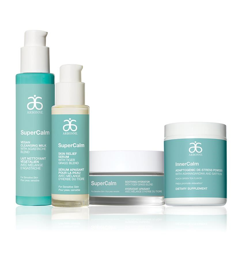 Try an integrative approach to calmer-looking skin with our soothing #skincare regimen and adaptogenic #supplement.

Includes:
#Vegan Cleansing Milk
#Skin Relief Serum
Soothing Hydrator
#Adaptogenic De-Stress Powder
arbonne.com/Pws/MiraLee/st…