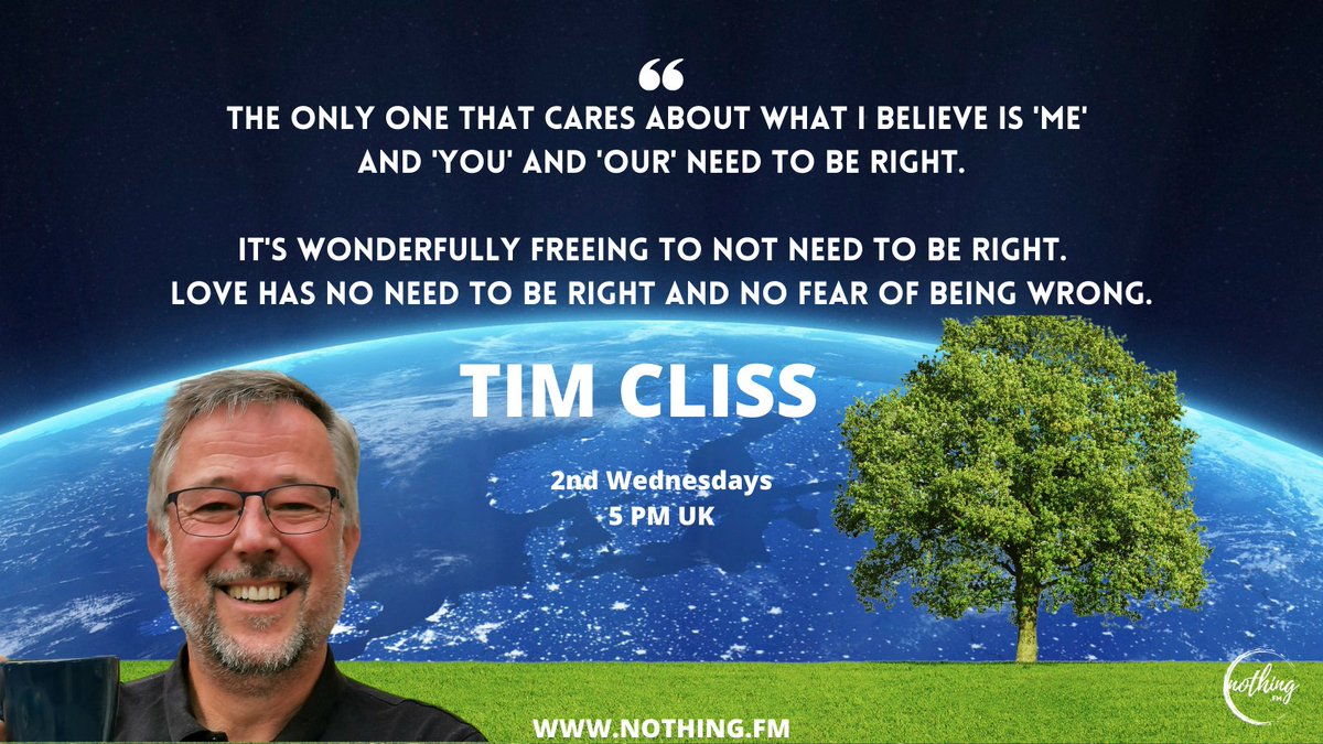 nothingcon_'s tweet photo. TIM CLISS
“This Deafening Silence”
Life is always as it is, this is it. All the past is here, all the future is here.
2nd Wednesdays @ 5 PM UK, 12 PM Eastern.
https://t.co/ePBemYg7Ux
#nonduality #advaita #enlightenment #theabsolute #adyashanti #ramanamaharshi #timcliss https://t.co/0E0Rqc71BT