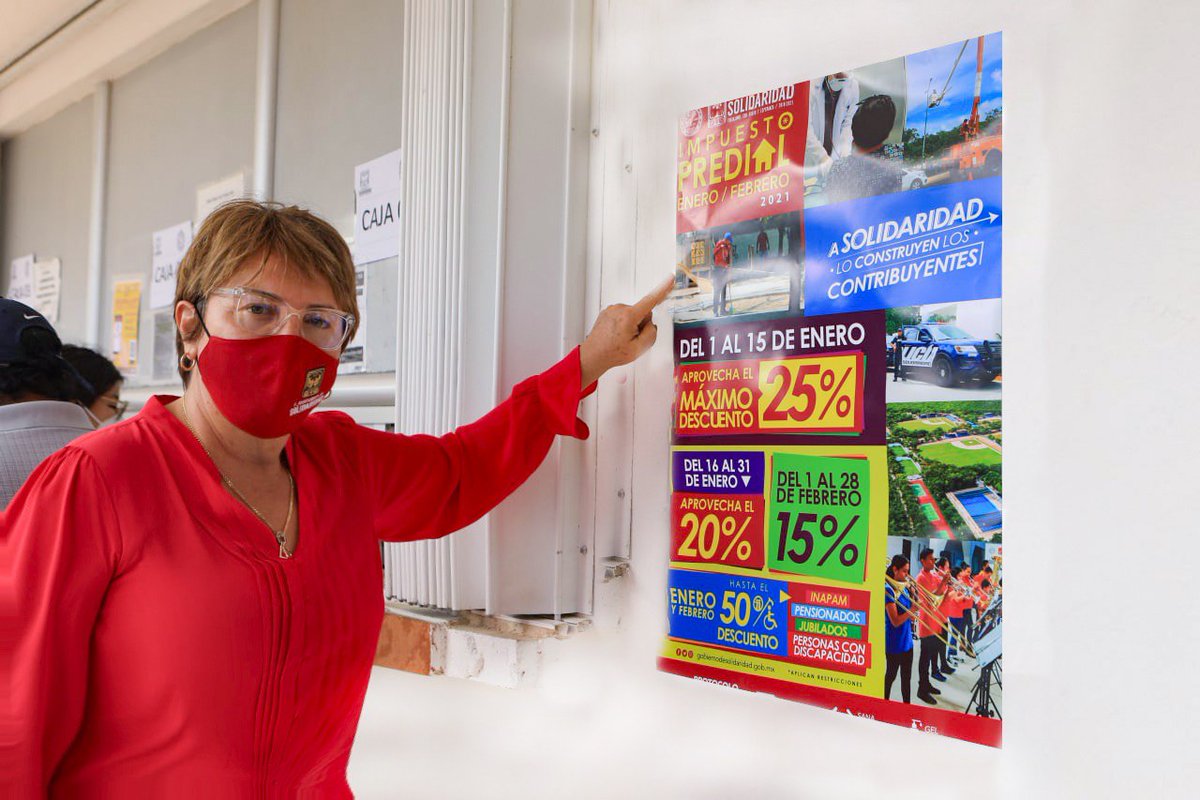 En apoyo a las familias solidarenses lanzamos descuentos en el pago del impuesto predial de hasta un 50% a los adultos mayores, pensionados y jubilados, que cuenten con tarjeta del #INAPAM. ¡A #Solidaridad lo construyen sus contribuyentes! #ConOrdenYEsperanza.