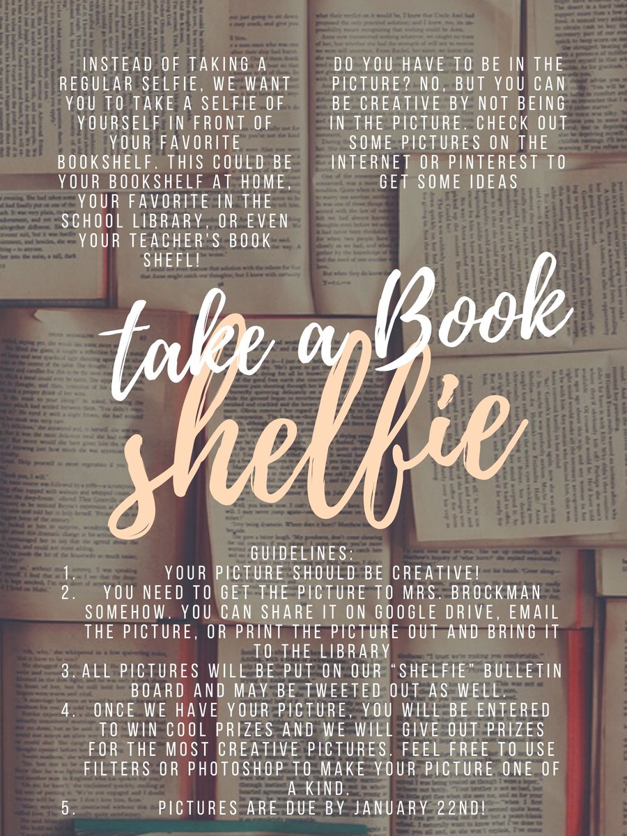 NPGrizzlyLib's tweet photo. Our library challenge for January is to take a #shelfie of your favorite book shelf. Be as creative as possible! We already received our first one, and it's adorable! If you are interested, you have until January 22nd! #librarychallenge #middleschoollibrary #bestatWMS https://t.co/lr6MOQsLIt