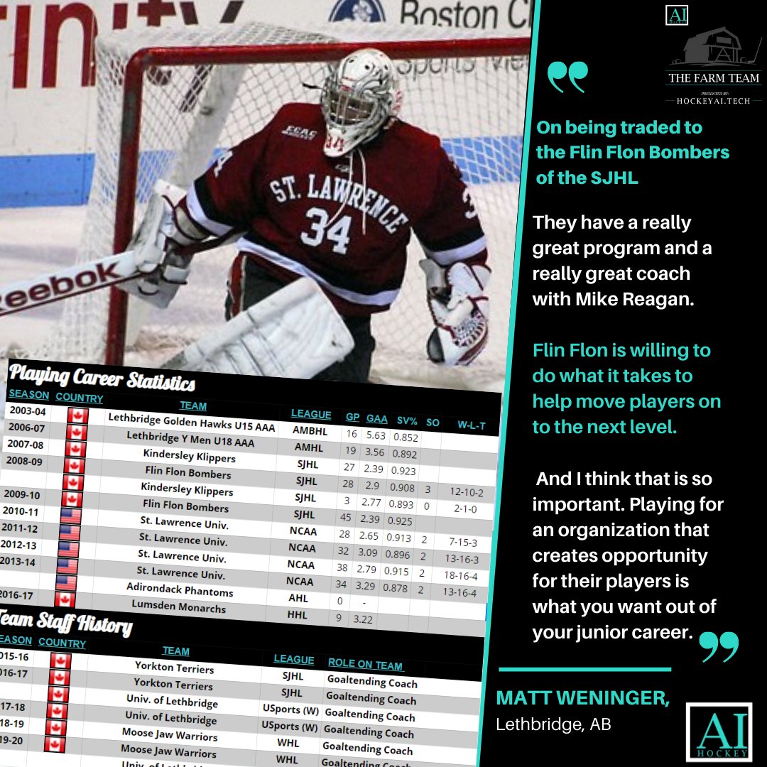 The Farm Team Podcast Episode 16: Featuring Matt Weninger <a href="/MWeninger/">Matt Weninger</a> 

- Junior Hockey Path to NCAA
- St. Lawrence Saints 
- School Records
- Terry Slater Award
- Moose Jaw and Hockey Alberta

++ a ton more (link in bio)

Presented by: <a href="/hockey_ai/">hockey_ai</a> 

Studio: @17thAvenueFraming