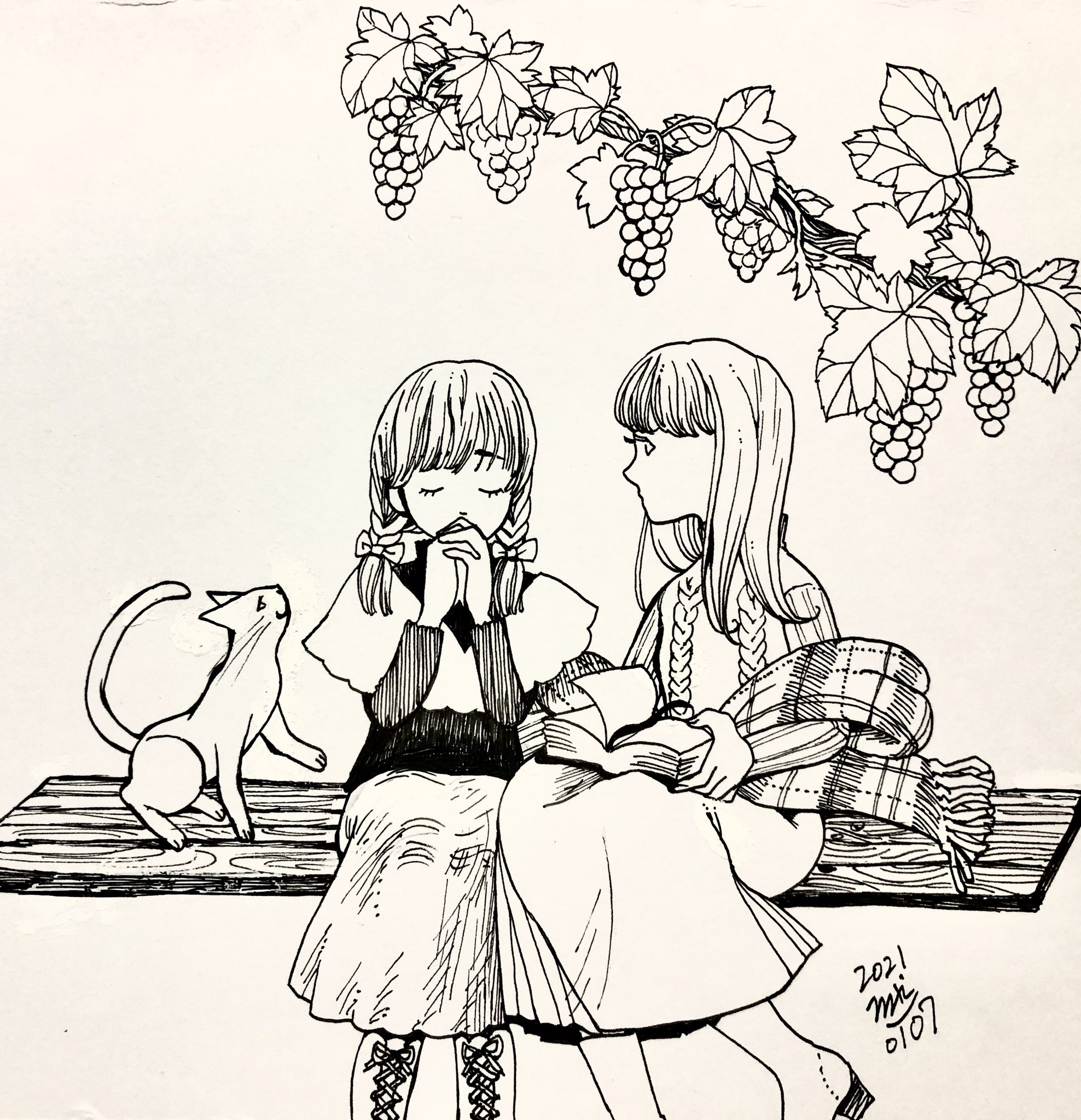 三木美沙 Mikimisa ぶどうの木 イラスト Illustration 線画 ぬりえ 塗り絵 T Co Rhlatbbljj Twitter