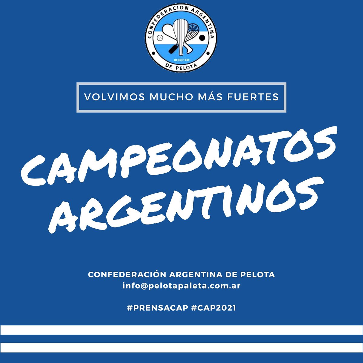 🇦🇷 La Confederación Argentina de Pelota presenta el cronograma de los Campeonatos Argentinos 2021. Podés ver las fechas haciendo click en el siguiente link: pelotapaleta.com.ar/noticias/crono….