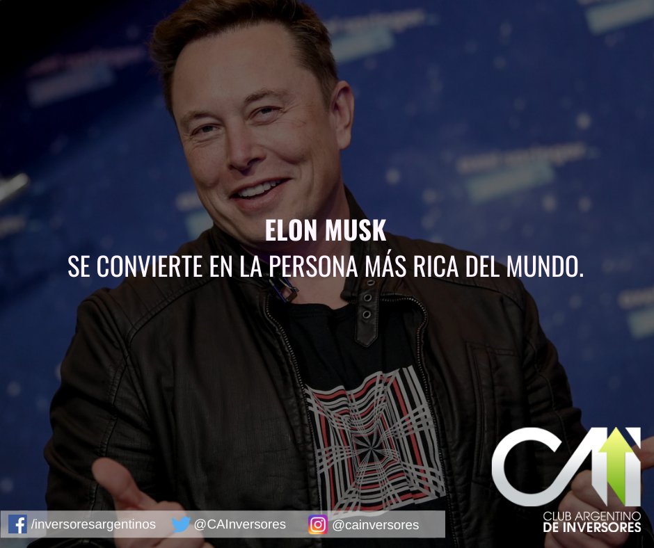 Las acciones de Tesla $TSLA vuelan hoy 6% y convierten a Elon Musk en la persona más rica del mundo con aproximadamente 185.000 millones de dólares.