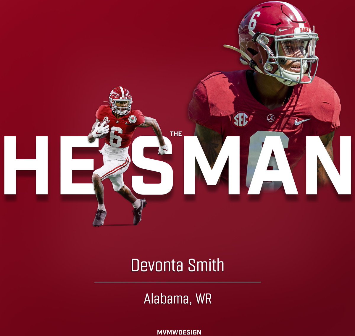 MVMWDesign's tweet photo. Devonta Smith, HEISMAN. Kid is special. 

#Alabama #Bama #Heisman #RollTide https://t.co/Bh25ei0FLc
