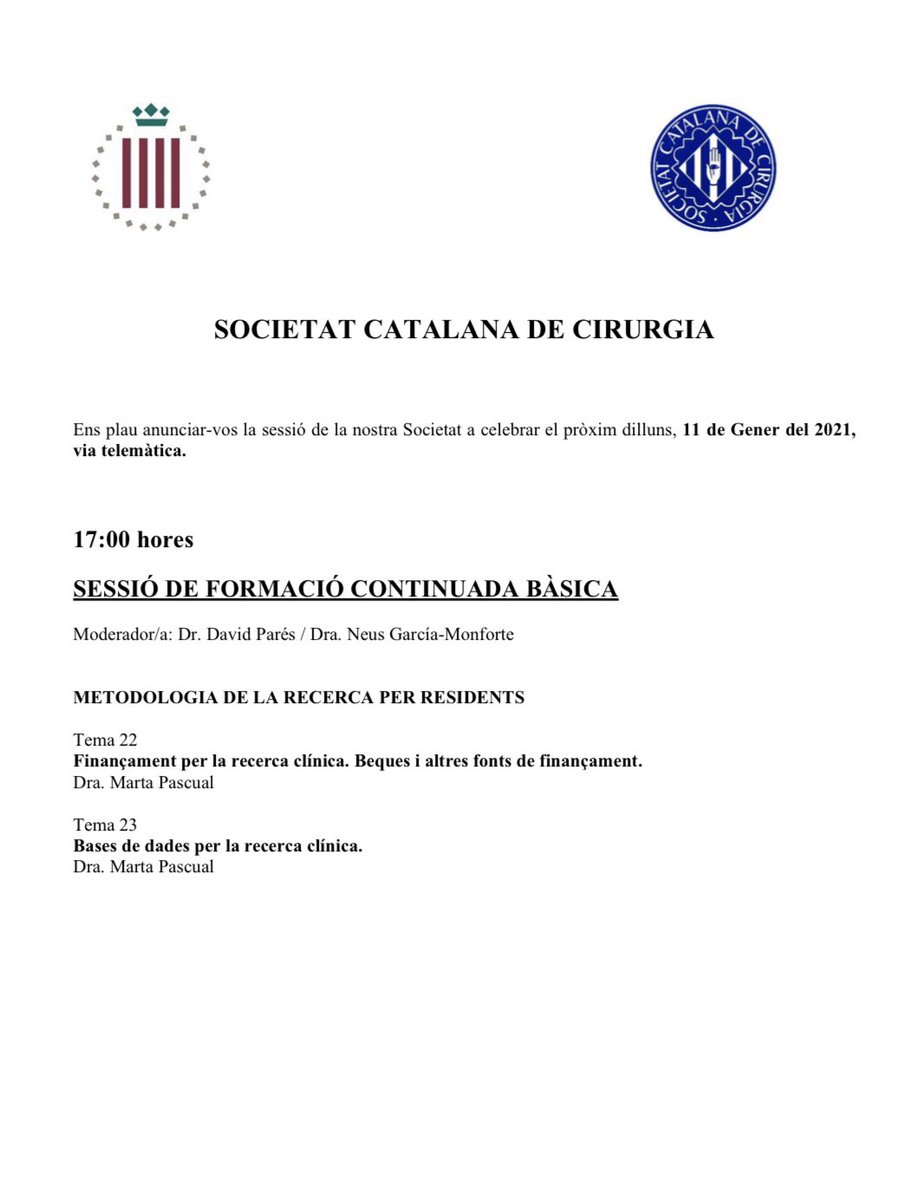 SCatCir's tweet photo. Us esperem el proper dilluns día 11. En aquesta ocasió, la sessió de formació continuada estarà dedicada de forma monogràfica a la cirurgia bariàtrica i el ponent convidat serà @gordeju @vallhebron @BalibreaJose @DrTarasco @htrueta @HospitalReus @Hospital_HUGC @harnaulleida https://t.co/ZJA8zutnzX