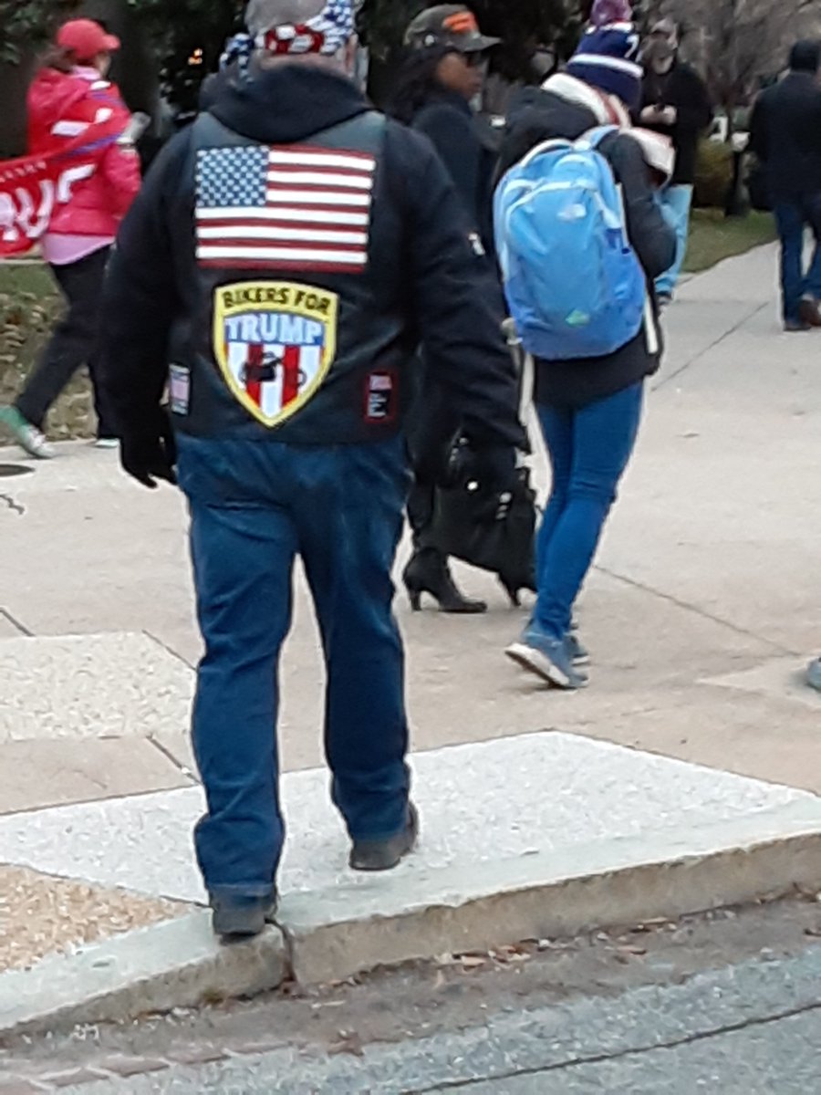 Right-wing biker culture was involved as well. One person had a Bikers for Trump patch and another wore hoodie from this year's Sturgis Motorcycle Rally, which turned out to be a covid 19 superspreader event. 10/