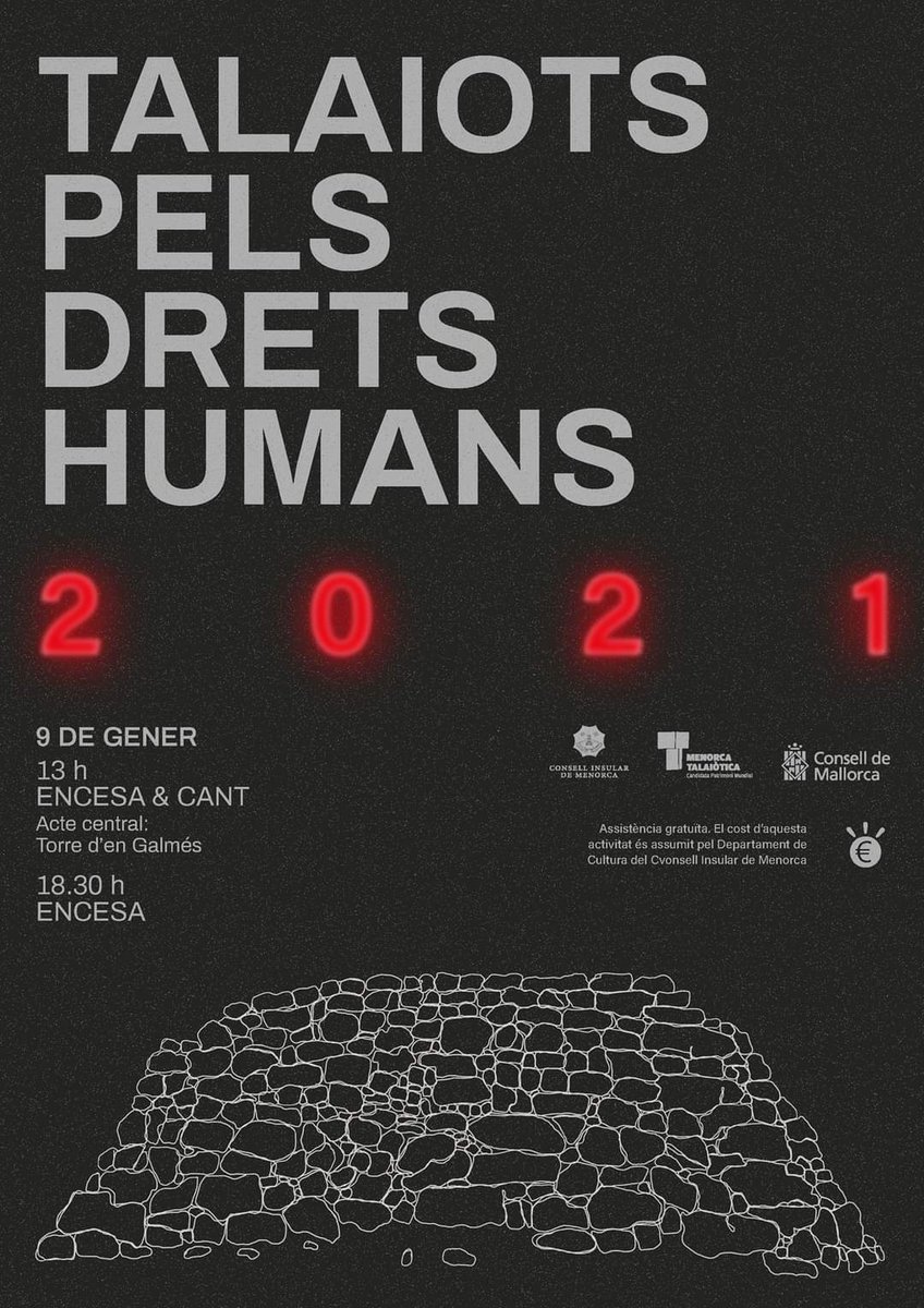 MesperMenorca's tweet photo. 🕯️ Aquest dissabte, 9 de gener, tornam a encendre #TalaiotsPelsDretsHumans a #Menorca.
✅ Una iniciativa que uneix tot el Mediterrani a favor de la pau, la justícia, la integració, la igualtat i la cohesió social.
#DretsHumans #HumanRights https://t.co/S3f4Mhny26