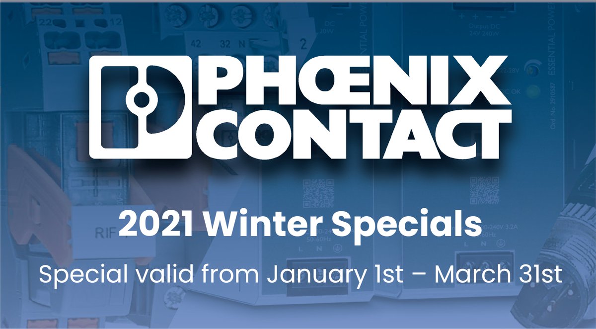 ProaxTech's tweet photo. 2021 Winter Specials are here! @PhoenixContactis kicking off the #newyear with their next seasonal promotion. Learn more here: https://t.co/k8ISCwUn7z
#THERMOMARKGO #TERMITRAB #RIFLINE #Ethernet #Smart Camera https://t.co/ZFL64vZnep