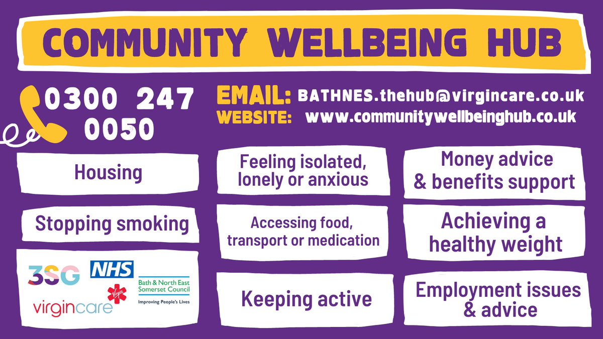bathnes's tweet image. Local support is available if you are struggling with the lockdown. The Community Wellbeing Hub links up a range of local services and can support with food deliveries, wellbeing, medicine, money matters, work and housing. Call 0300 247 0050 9am-5pm Mon-Fri