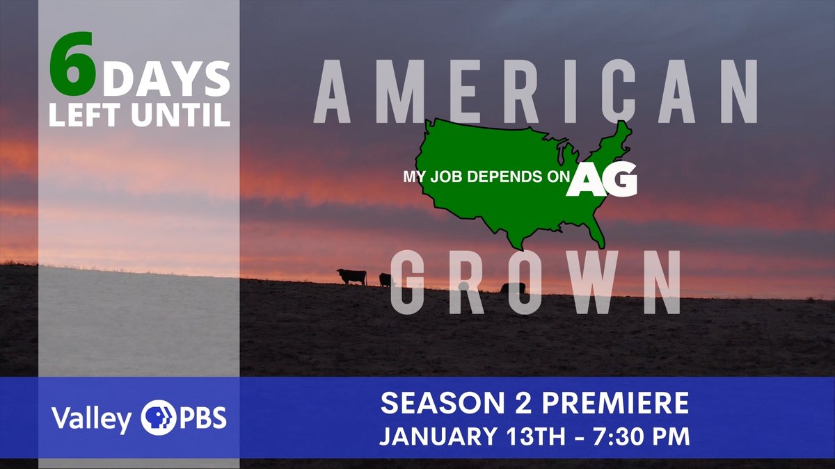 ValleyPBS's tweet image. Today, we begin the countdown to the second season of American Grown: My Job Depends on Ag! We can't wait to see the beautiful stories that this wonderful show has to offer. @AmericanGrownTV #AmericanGrownSeason2 #Countdown