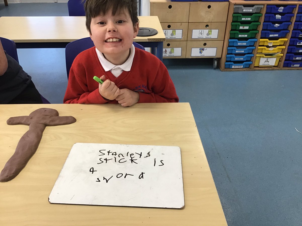woodlarkautism's tweet photo. Children used their imagination to change Stanley’s stick into something else @LarkHallCfA #stanleysstick #art #playdough https://t.co/GgBvk1oRgm