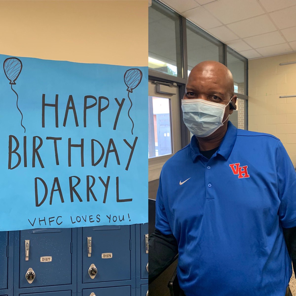 VHHSFC's tweet photo. Happy birthday to our AMAZING custodian Darryl Hawkins. Thank you, Darryl, for all you do to make our school a wonderful place. #vhpride https://t.co/RNISM07BMM
