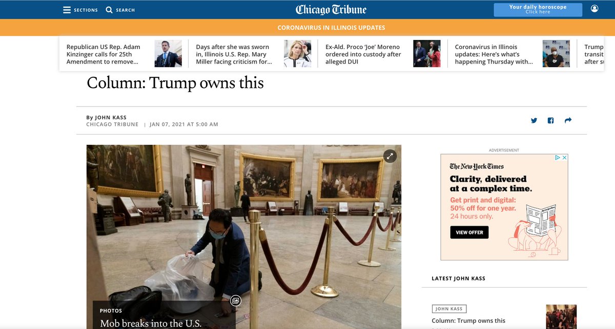 Here's right wing  @chicagotribune columnist  @John_Kass trying to pretend that he wasn't a cog in Trump's election fraud machinery that resulted in yesterday's tragedy.Trib editor  @colinjmcmahon, I hope your paper does some soul-searching about the role that Kass played here.