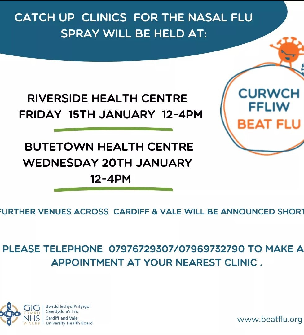 CAV_SNTEAM's tweet image. We are holding #flu catch up clinics for rec-y6 pupils who have missed their vaccine in school. Please ring the number below to book an appointment. Further venues to announced soon 😊 #beatflu #schoolnurses