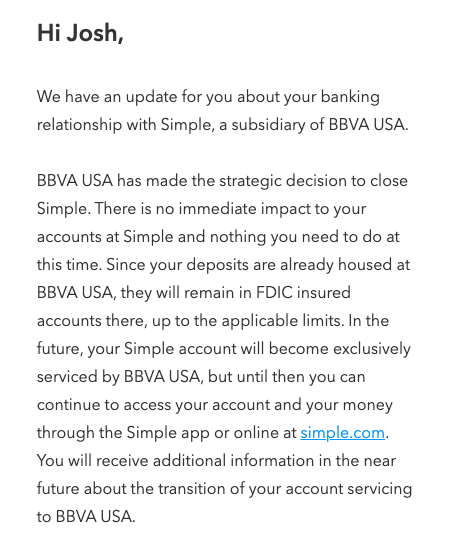joshstrange's tweet image. Well it's been a fun but... @simple is shutting down. Guess I need a new bank... #SimpleBank #SimpleShutdown