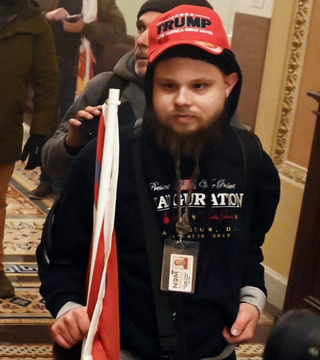 daithaigilbert's tweet photo. This guy who took part in the Capitol riot yesterday was just fired by his employer.

How did people figure out he worked for the company?

Oh, he wore his work ID badge during the riot... https://t.co/onzndUk2Ri