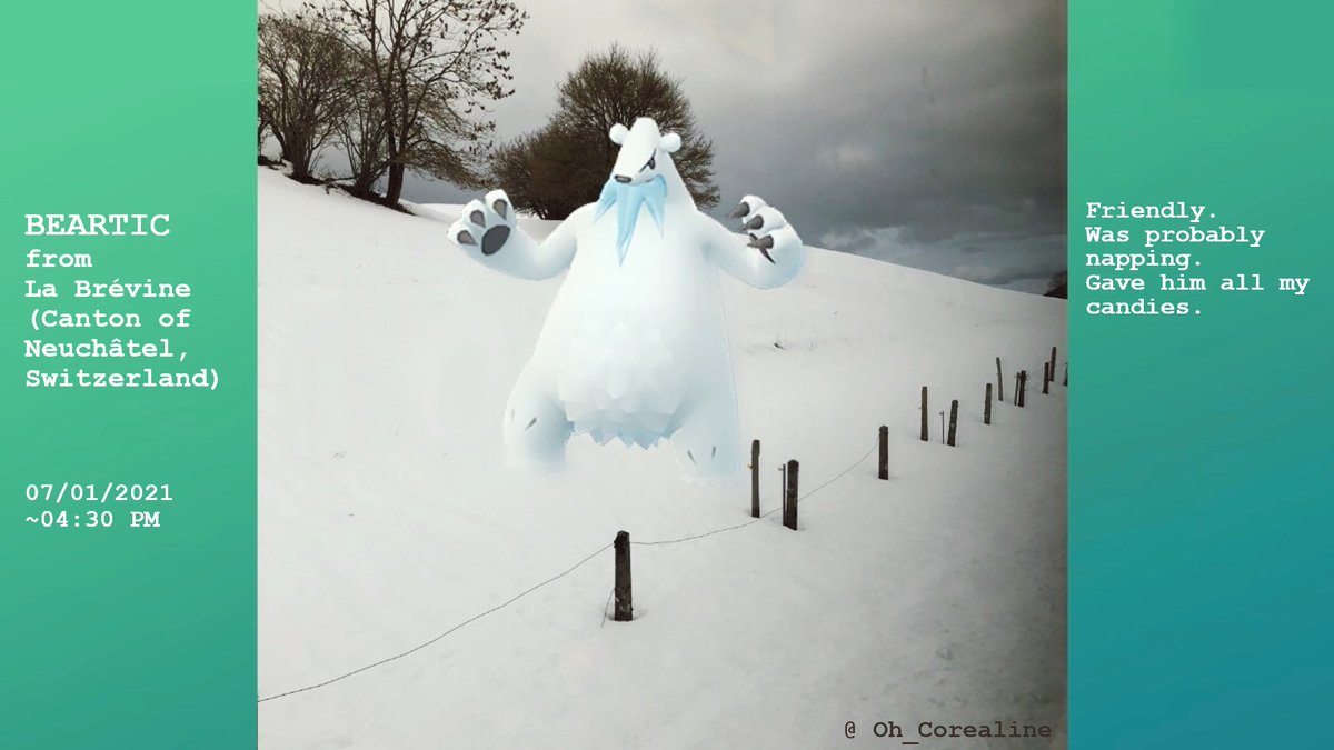 Oh_Corealine's tweet image. Who’s your favorite bear #Pokemon: #Beartic, #Ursaring or #Pangoro? 
#Neuchâtel #PokémonGO #Switzerland