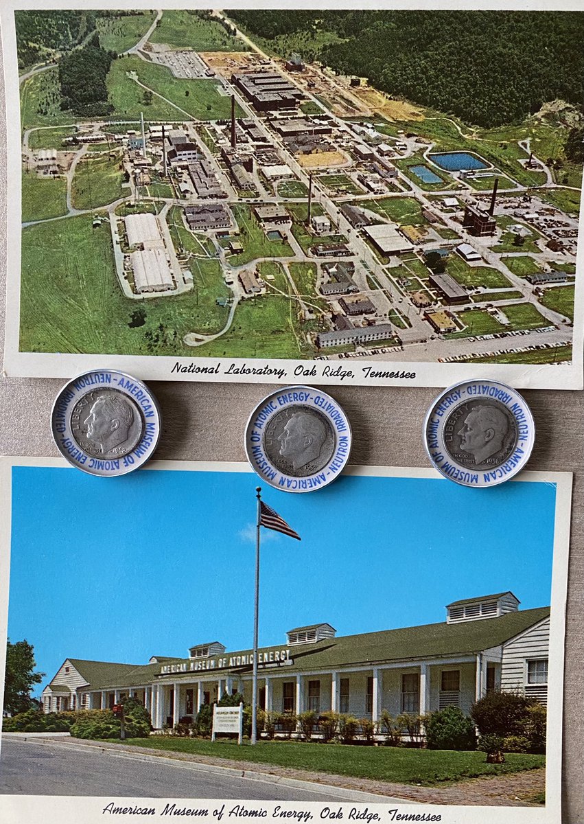 BradMaisto's tweet photo. These 3 dimes are from 1956,1957 & 1962. I visited this museum a long time ago! #maistomountain #oakridgeTN #atomicenergymuseum #neutronirradiated #silverdimes #vintagecoin https://t.co/rkATu4qf7F