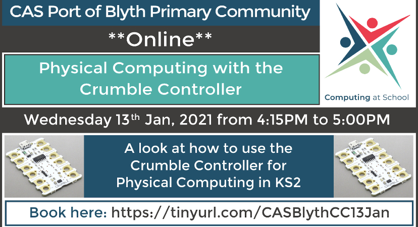 casnortheast's tweet image. If you’re a #primary teacher make sure you join in with the CAS Port Of Blyth community this coming Wednesday for a virtual session on using the Crumble Controller for Physical Computing. Find out more and book your FREE place here: bit.ly/399fADc

#CrumbleController
