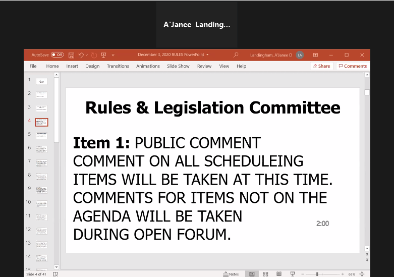 First Rules Council of the new year and the new term, with a new line up: Returning, Chair Sheng Thao and member, Dan Kalb. Incoming, Nikki Bas and newly inaugurated CM, Carroll Fife  #oakmtg