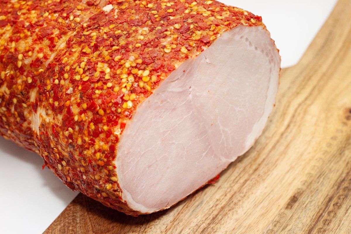 CalgaryWildGame's tweet image. We’d like to greet you today with a product of ours that is vivid not only thanks to the chilli flakes colours, but most importantly, it’s rich flavour! Do we have some fans of this yummy double loin over here?🌶 🙋‍♀️🙋🙋‍♂️ 

#yycbutcher #polishdeli #yyclocalbusiness #yummyfood