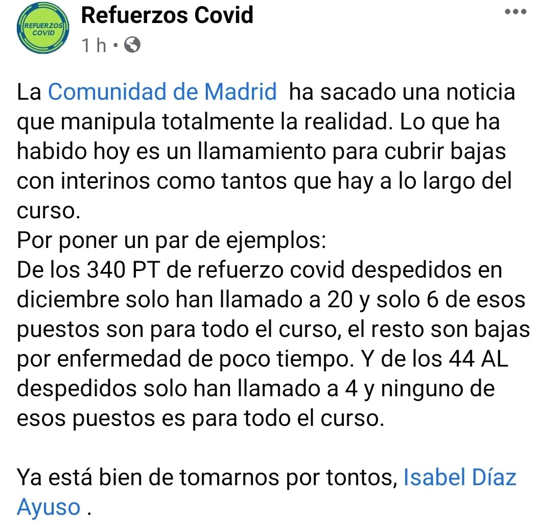 RefuerzosCovid's tweet photo. @MalvarezNadia No podemos decir lo mismo los refuerzos covid despedidos y menos cuando se burlan de nosotros https://t.co/bo03EZir7v