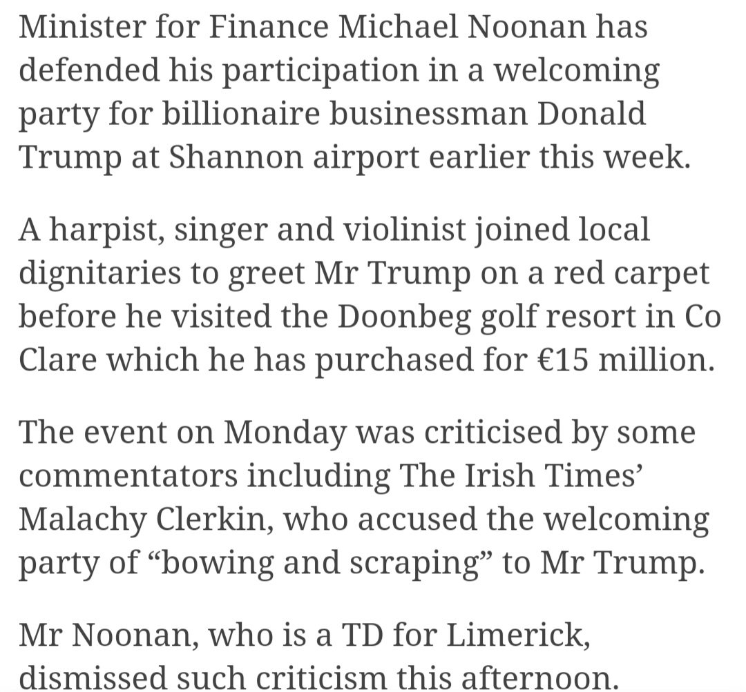 Ireland and the Trumps. Thread starting with Michael Noonan and the red carpet (long before the presidency).