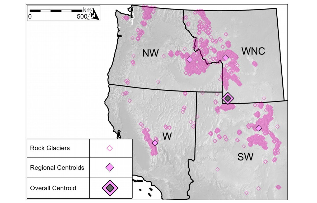 They are also incredibly common! Indeed, Johnson et al. identified 10,343 (!!) potential rock glaciers in the contiguous United States alone (and concentrated in just 5 states): 4/n https://essd.copernicus.org/preprints/essd-2020-158/